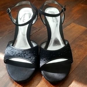 AE black heels with lace and beads